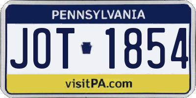PA license plate JOT1854