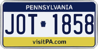 PA license plate JOT1858