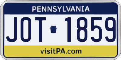 PA license plate JOT1859
