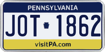 PA license plate JOT1862