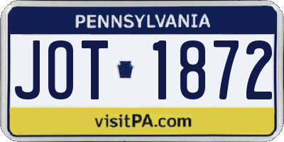 PA license plate JOT1872