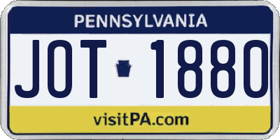 PA license plate JOT1880