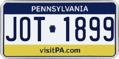 PA license plate JOT1899