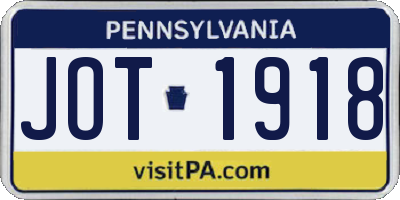 PA license plate JOT1918