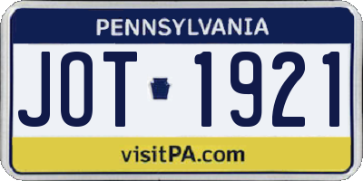 PA license plate JOT1921