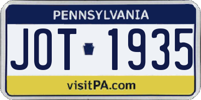 PA license plate JOT1935