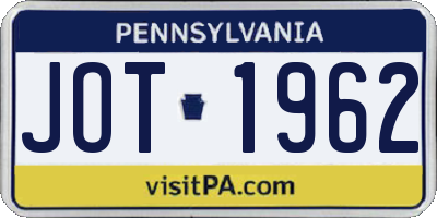 PA license plate JOT1962