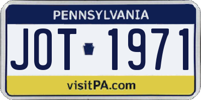 PA license plate JOT1971