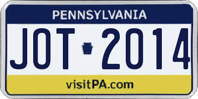 PA license plate JOT2014