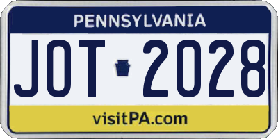 PA license plate JOT2028