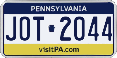 PA license plate JOT2044