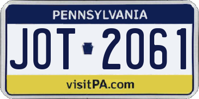 PA license plate JOT2061