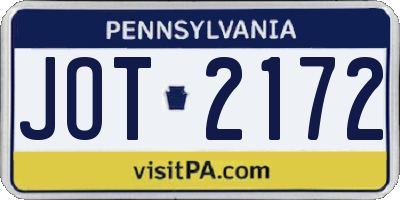 PA license plate JOT2172