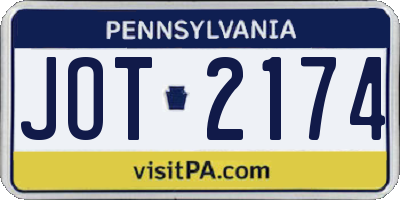 PA license plate JOT2174