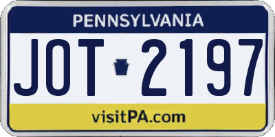 PA license plate JOT2197