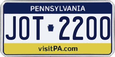 PA license plate JOT2200