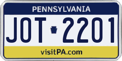 PA license plate JOT2201