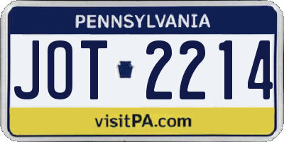 PA license plate JOT2214