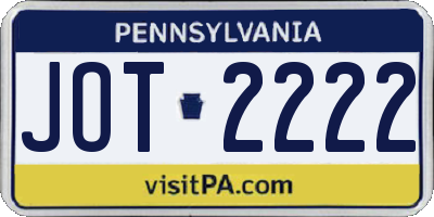 PA license plate JOT2222