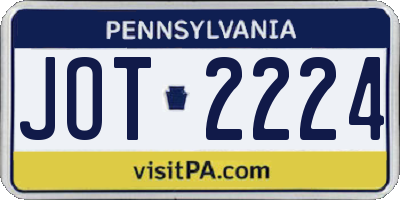 PA license plate JOT2224