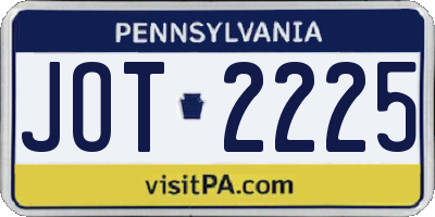 PA license plate JOT2225