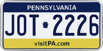 PA license plate JOT2226