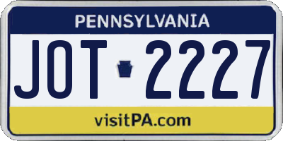 PA license plate JOT2227
