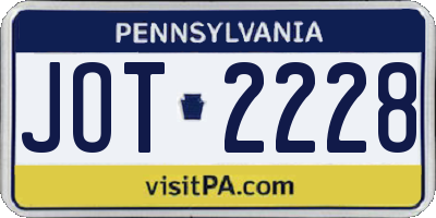 PA license plate JOT2228