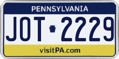 PA license plate JOT2229