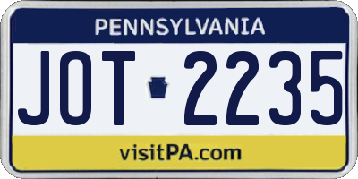 PA license plate JOT2235