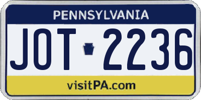 PA license plate JOT2236
