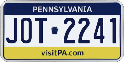 PA license plate JOT2241