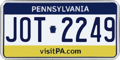 PA license plate JOT2249