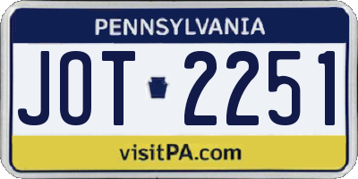 PA license plate JOT2251