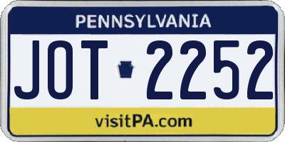 PA license plate JOT2252