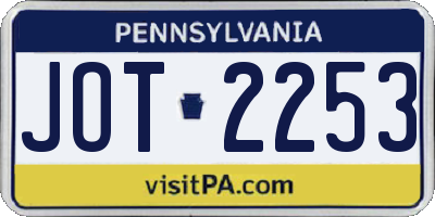 PA license plate JOT2253