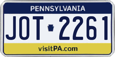PA license plate JOT2261