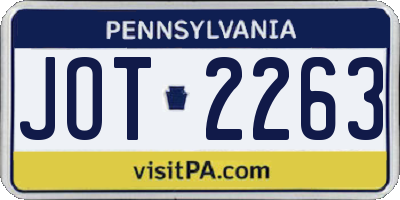 PA license plate JOT2263