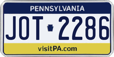 PA license plate JOT2286