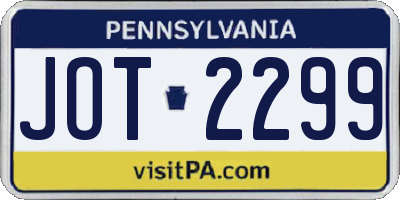 PA license plate JOT2299