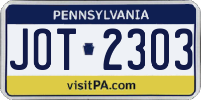 PA license plate JOT2303