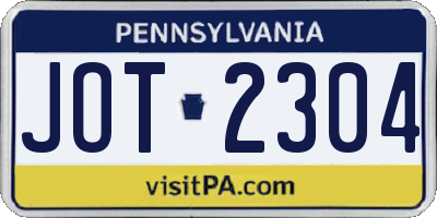 PA license plate JOT2304
