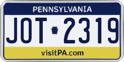 PA license plate JOT2319