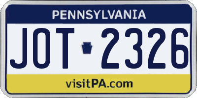 PA license plate JOT2326