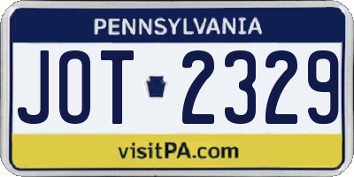 PA license plate JOT2329