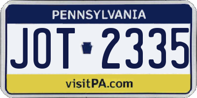 PA license plate JOT2335
