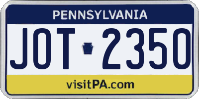 PA license plate JOT2350