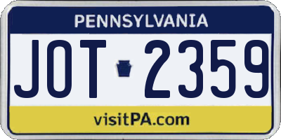 PA license plate JOT2359