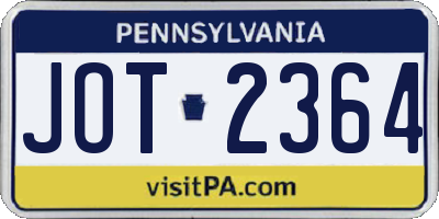 PA license plate JOT2364