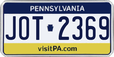 PA license plate JOT2369